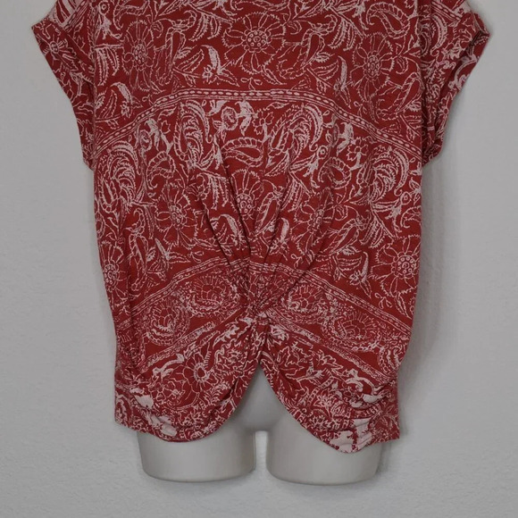 Lucky Brand Floral Knot Front Top Sz M Sunflower Crop Oversized Modal Blend Boho - Picture 3 of 16